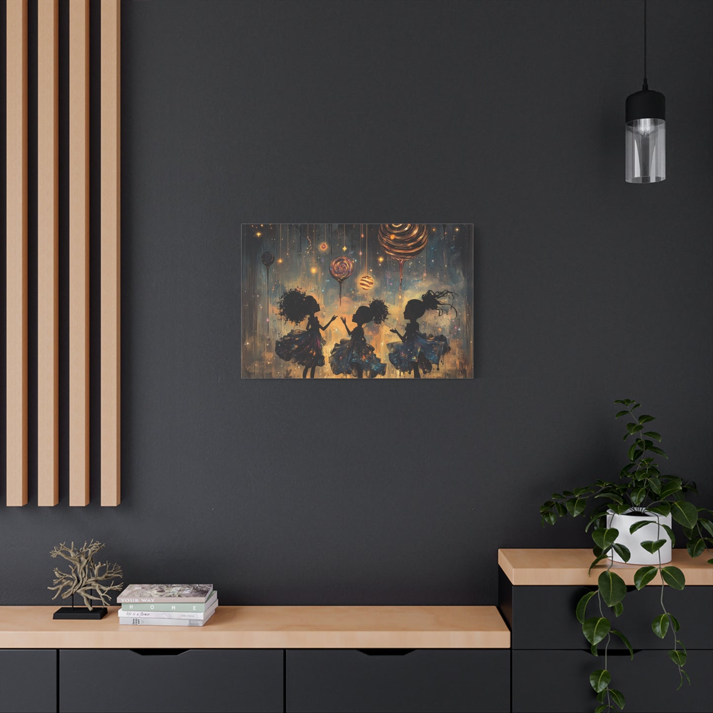 Canvas Print - Three Sisters Playing Among the Stars and Candy Planets