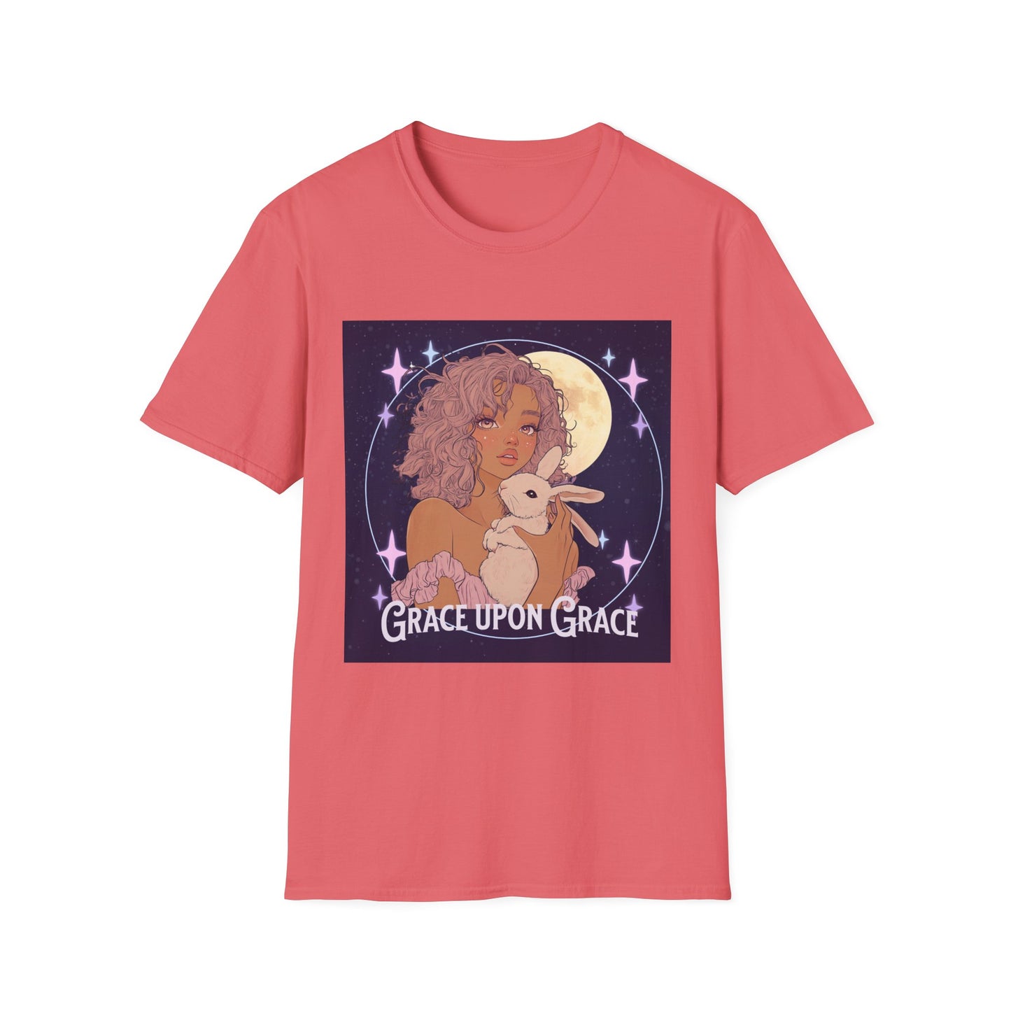 Grace Upon Grace Unisex Softstyle T-Shirt - Cozy Rabbit Illustrative Tee