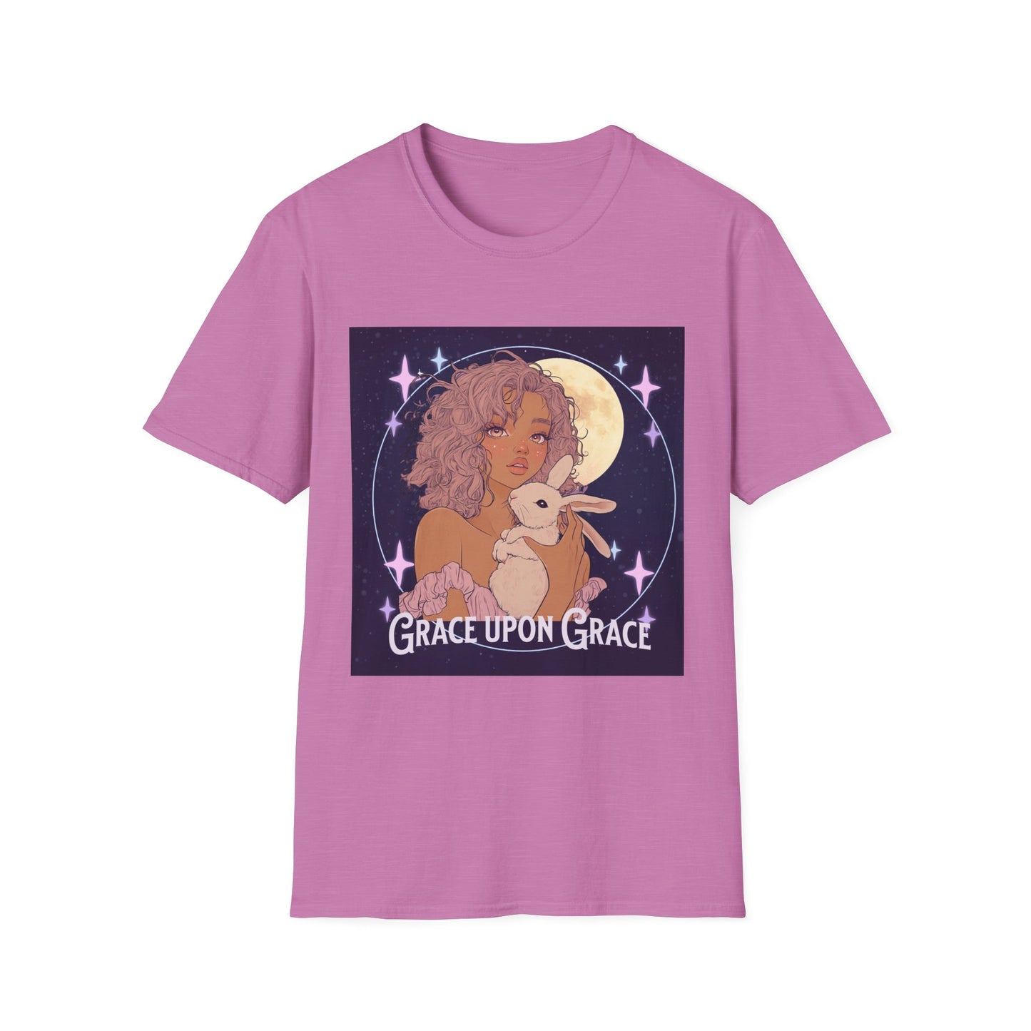 Grace Upon Grace Unisex Softstyle T-Shirt - Cozy Rabbit Illustrative Tee