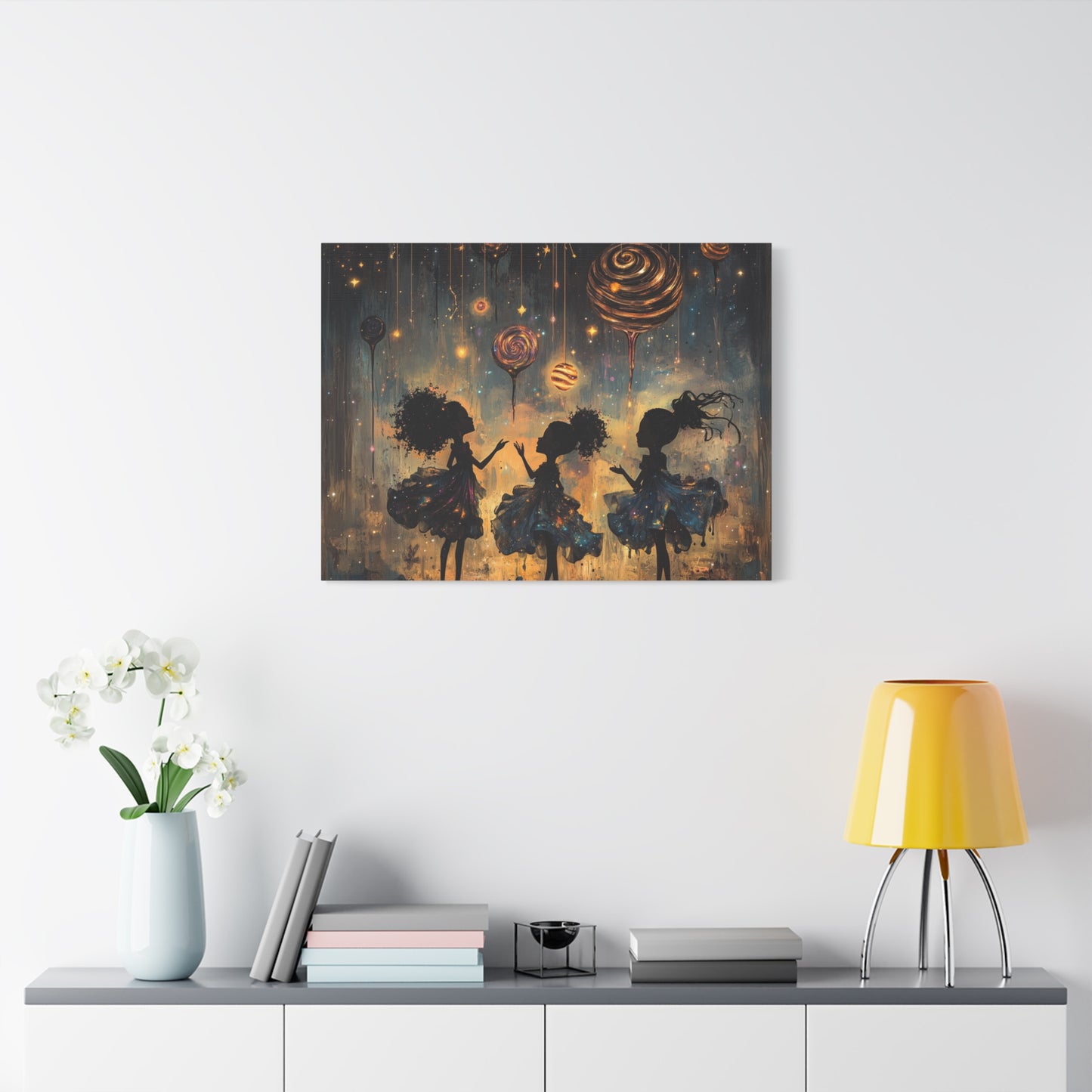 Canvas Print - Three Sisters Playing Among the Stars and Candy Planets
