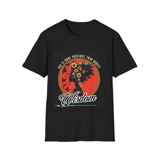 Sunflower Woman Wisdom Bible Verse T-Shirt, Christian Graphic Tee, Faith Gift, Inspirational Shirt, Religious Apparel