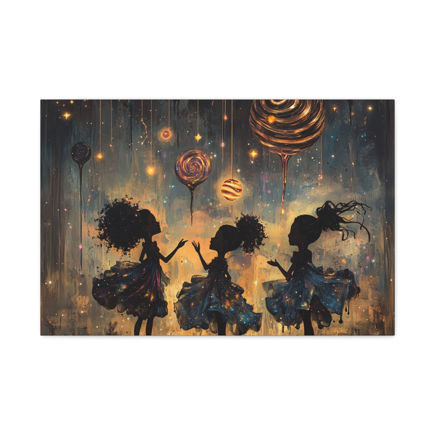 Canvas Print - Three Sisters Playing Among the Stars and Candy Planets