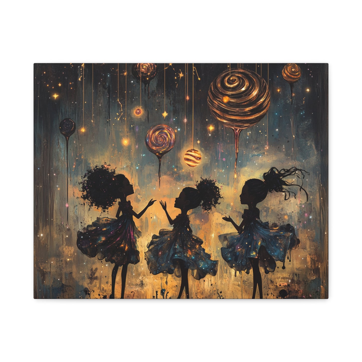 Canvas Print - Three Sisters Playing Among the Stars and Candy Planets