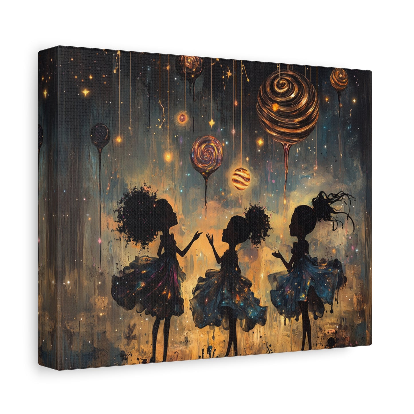 Canvas Print - Three Sisters Playing Among the Stars and Candy Planets
