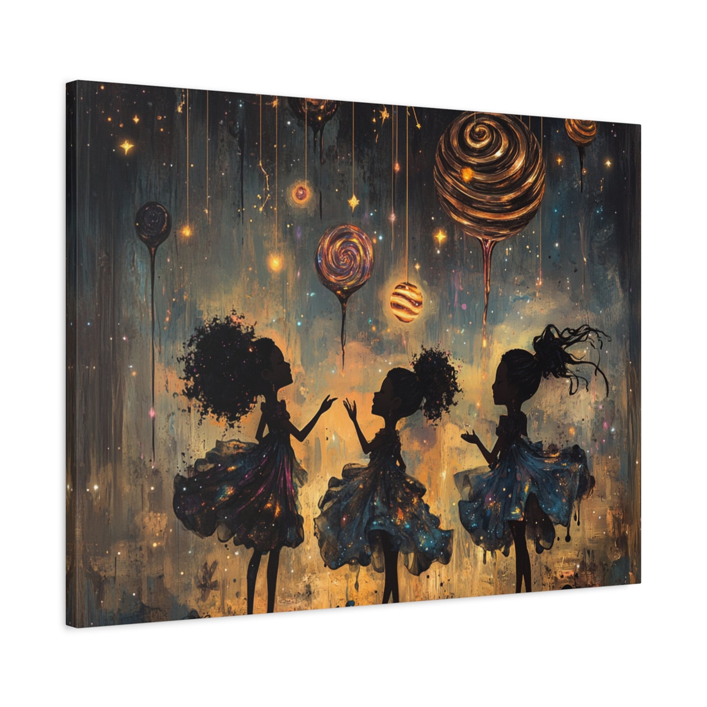 Canvas Print - Three Sisters Playing Among the Stars and Candy Planets