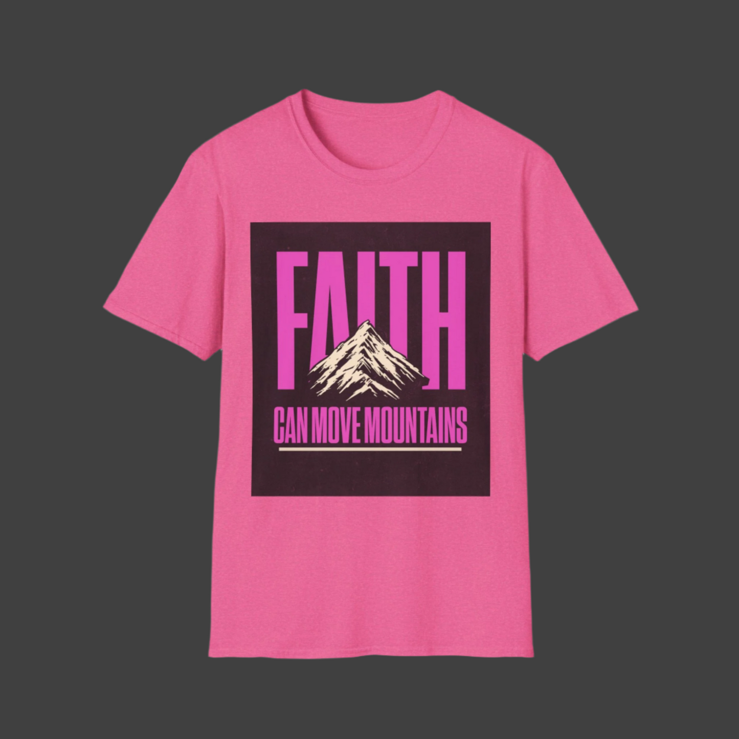 Faith Can Move Mountains T-Shirt, Christian Religious Tee, Mountain Faith Shirt, Inspirational Graphic Top, Unisex Softstyle, Faith Over