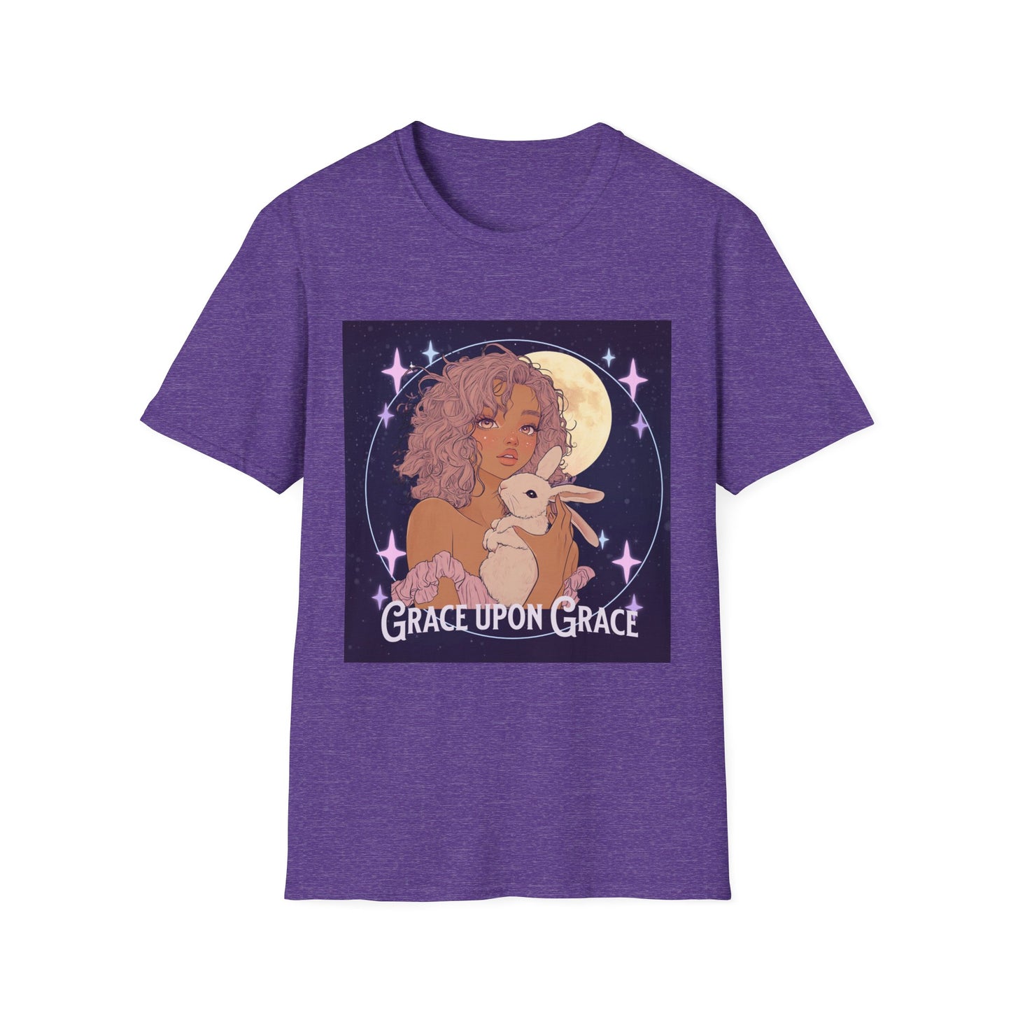 Grace Upon Grace Unisex Softstyle T-Shirt - Cozy Rabbit Illustrative Tee