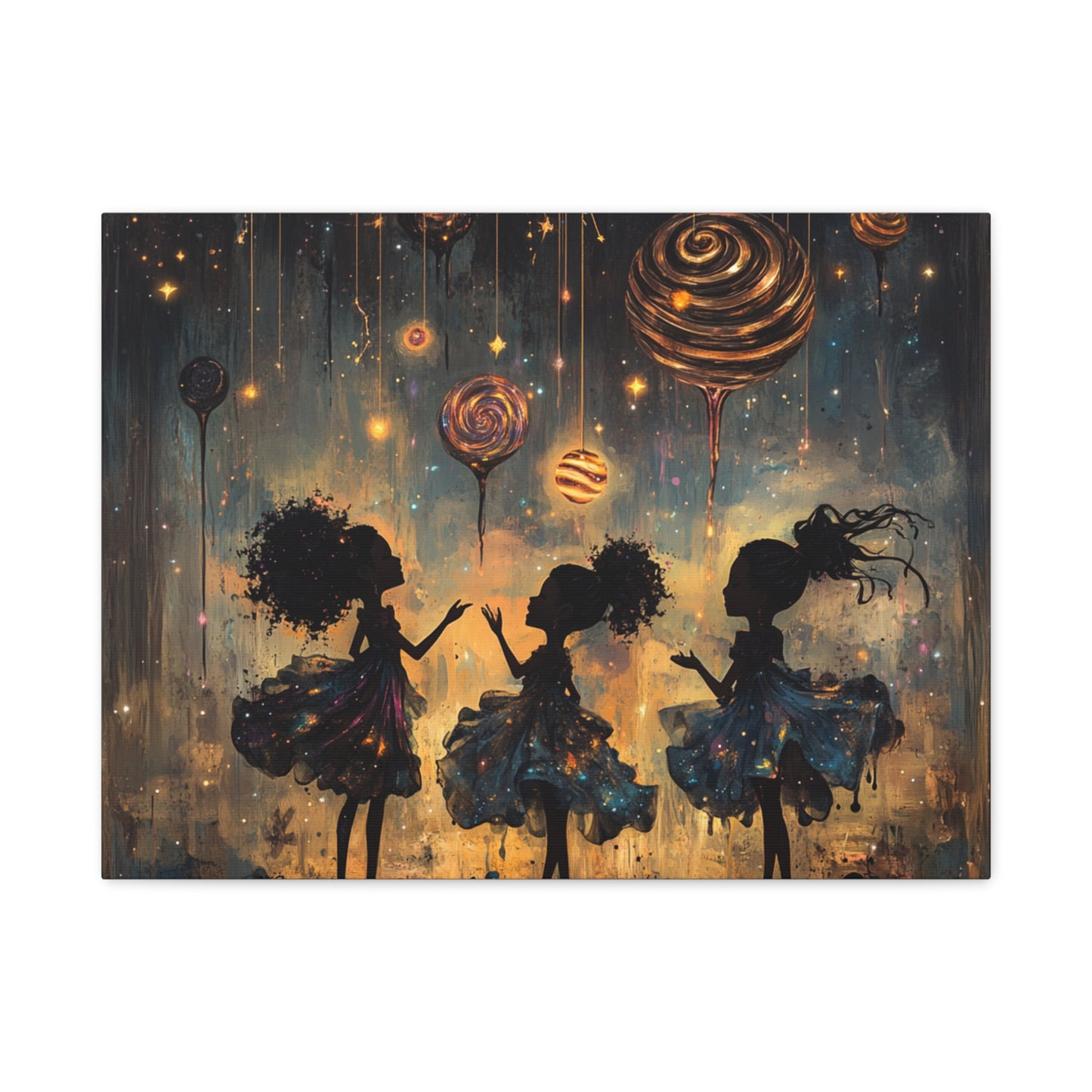 Canvas Print - Three Sisters Playing Among the Stars and Candy Planets