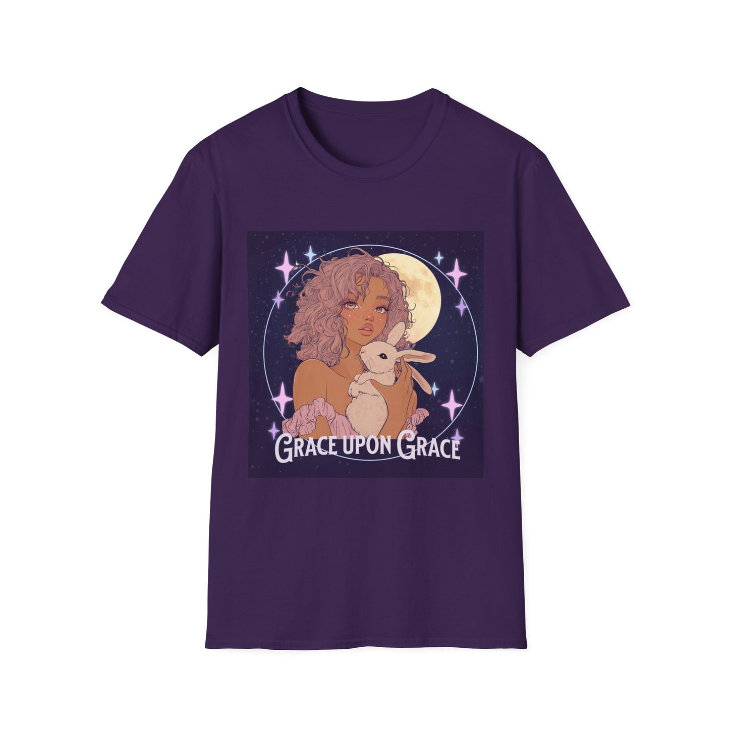 Grace Upon Grace Unisex Softstyle T-Shirt - Cozy Rabbit Illustrative Tee
