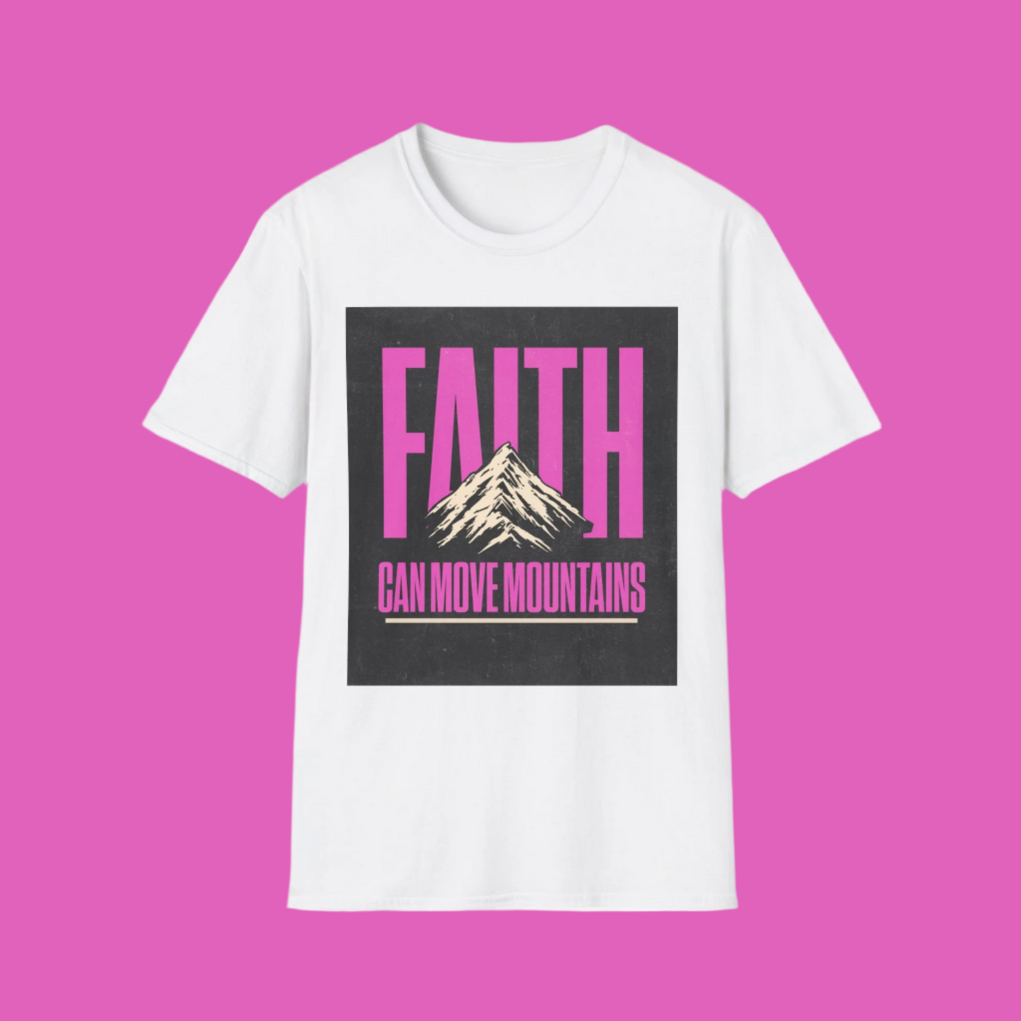 Faith Can Move Mountains T-Shirt, Christian Religious Tee, Mountain Faith Shirt, Inspirational Graphic Top, Unisex Softstyle, Faith Over