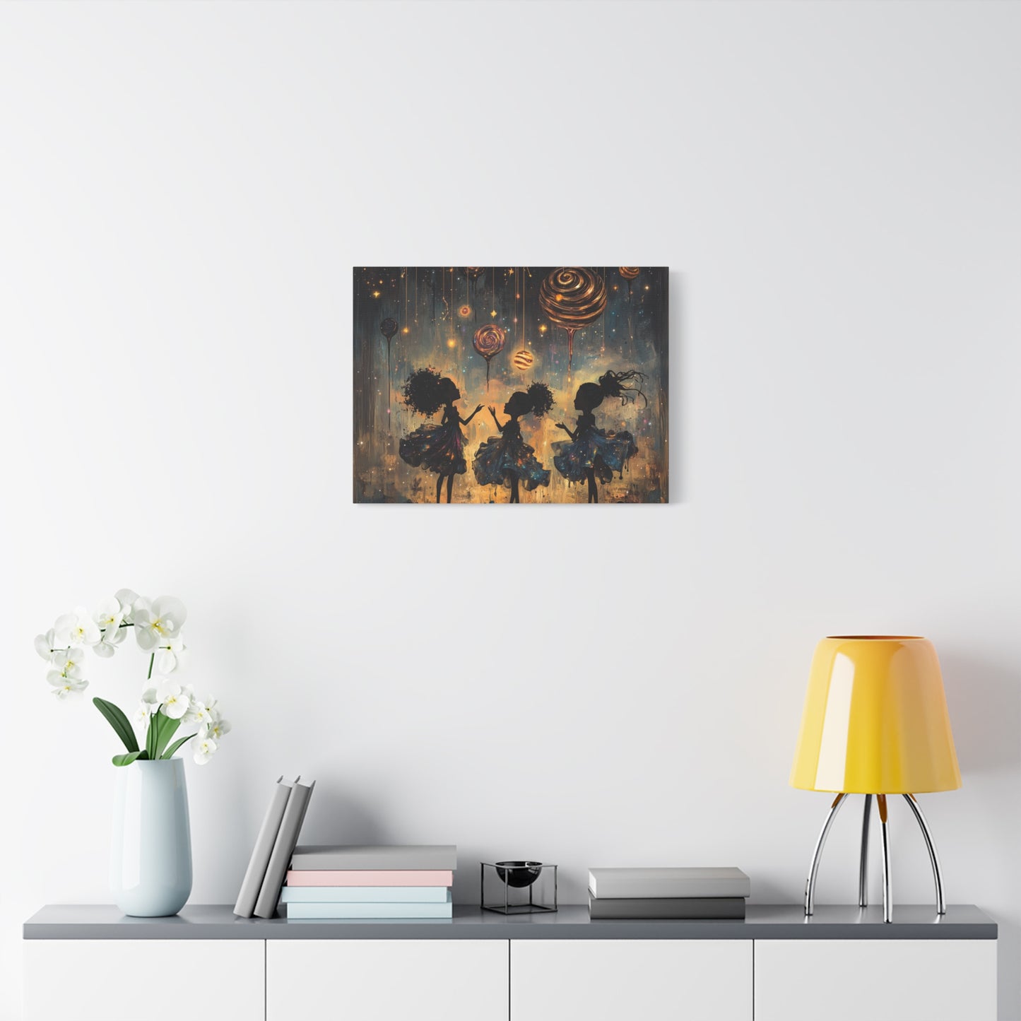 Canvas Print - Three Sisters Playing Among the Stars and Candy Planets