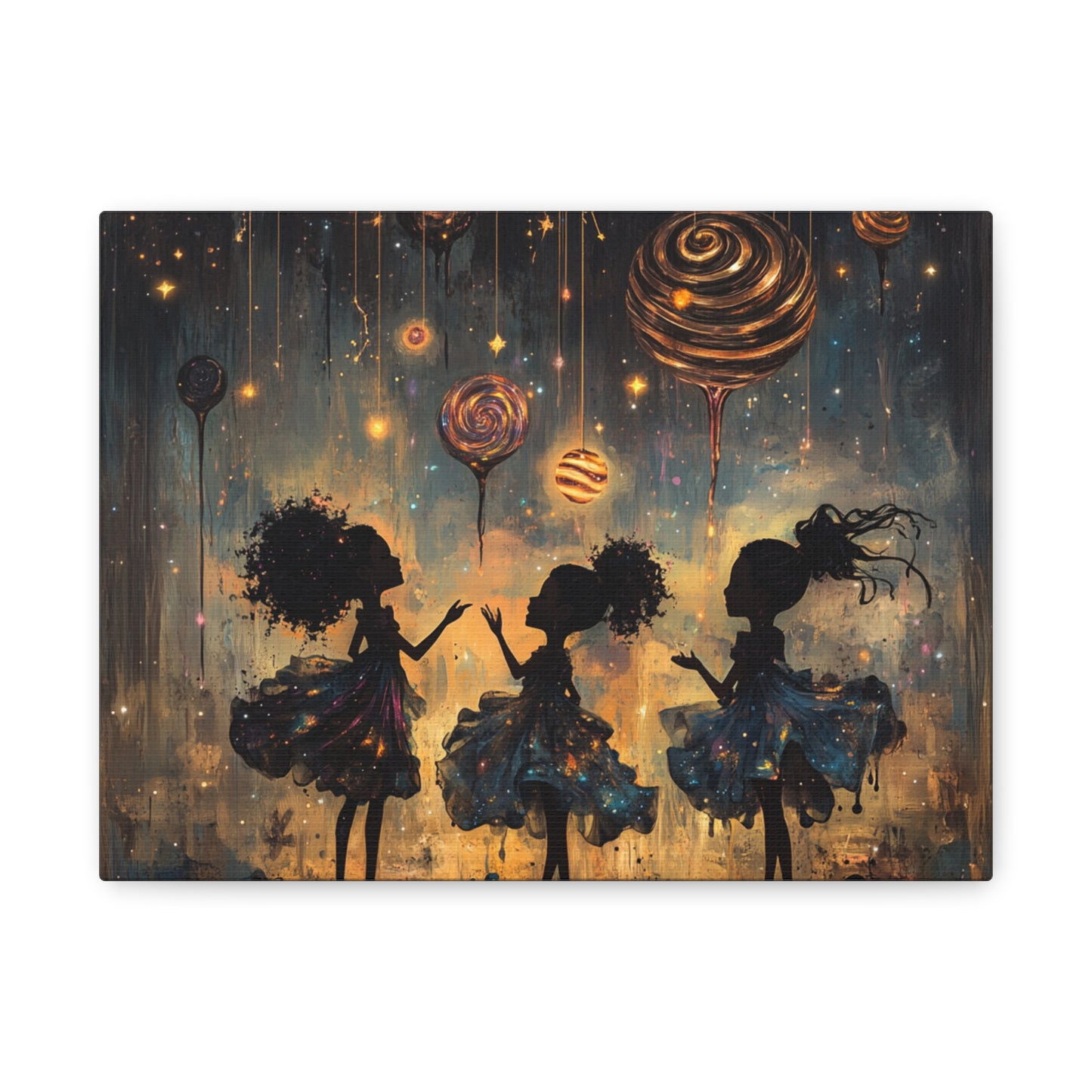 Canvas Print - Three Sisters Playing Among the Stars and Candy Planets