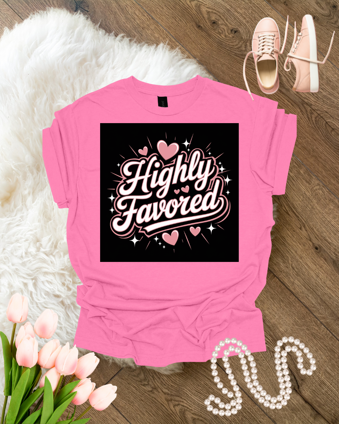 Highly Favored Unisex Tee, Graphic Tshirt, Inspirational Shirt, Positive Vibes Apparel, Gift for Him or Her