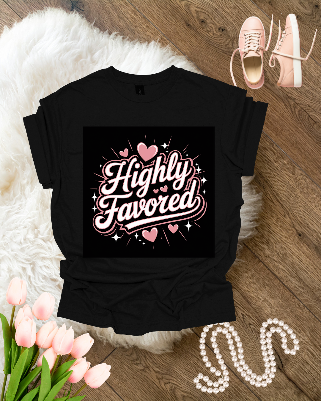 Highly Favored Unisex Tee, Graphic Tshirt, Inspirational Shirt, Positive Vibes Apparel, Gift for Him or Her