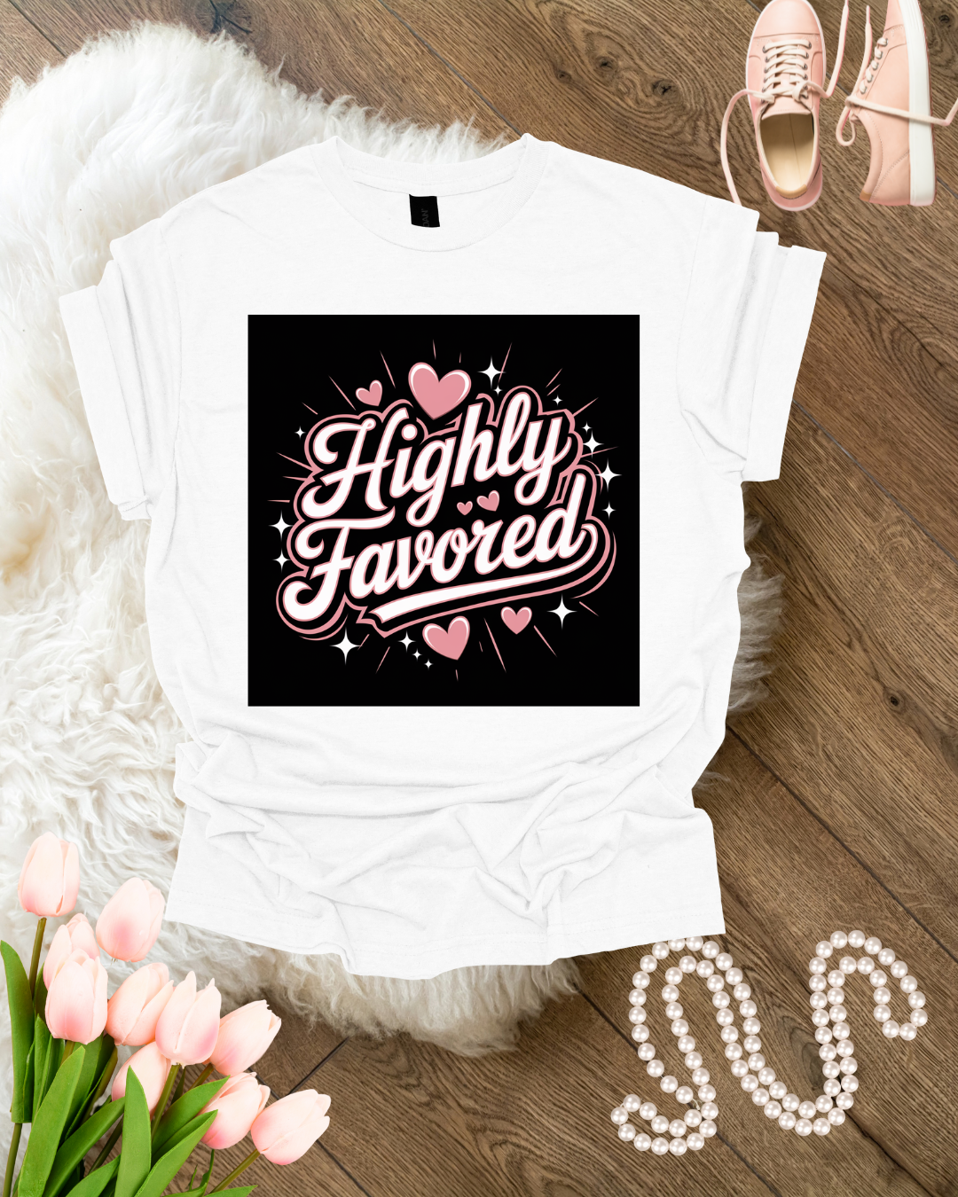 Highly Favored Unisex Tee, Graphic Tshirt, Inspirational Shirt, Positive Vibes Apparel, Gift for Him or Her
