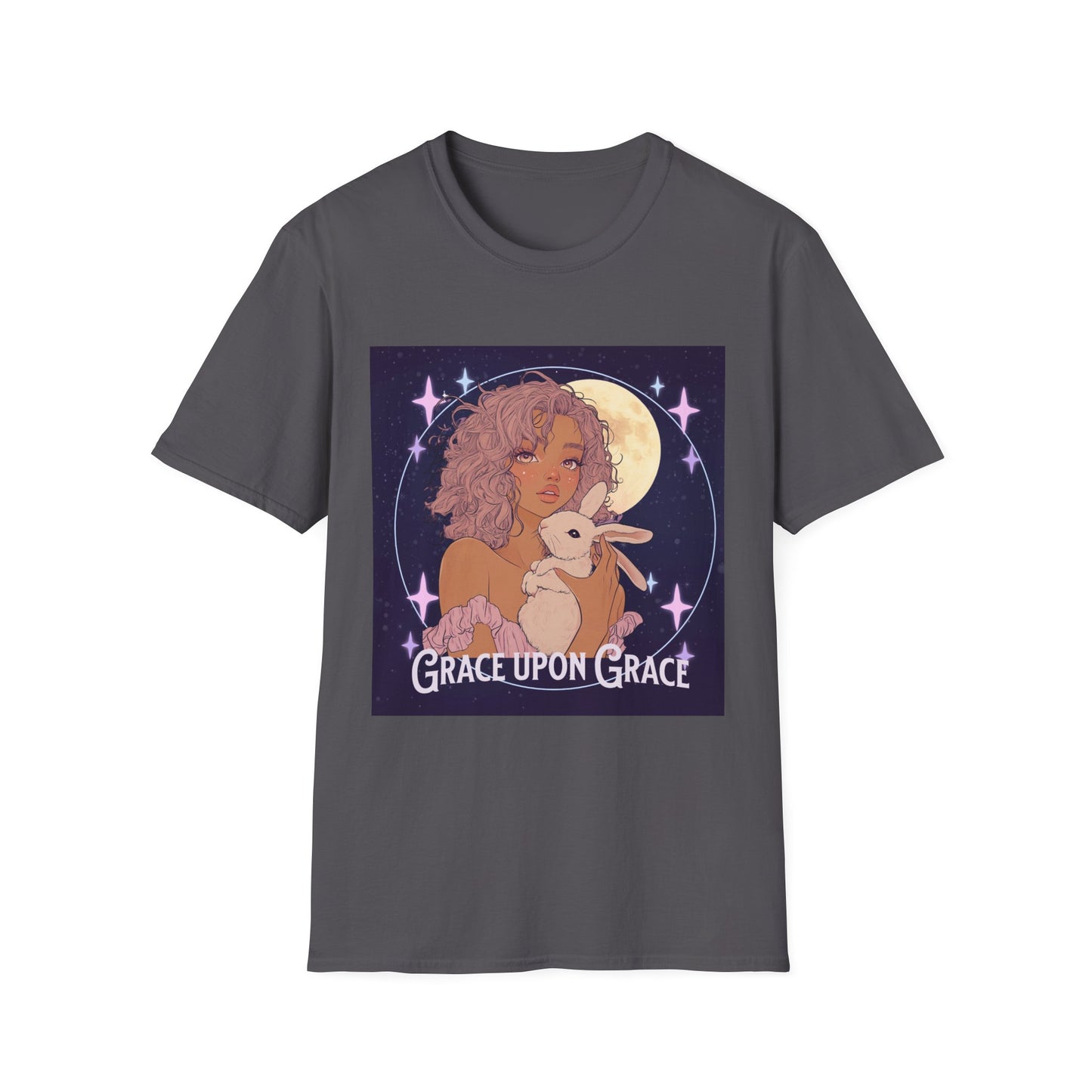 Grace Upon Grace Unisex Softstyle T-Shirt - Cozy Rabbit Illustrative Tee