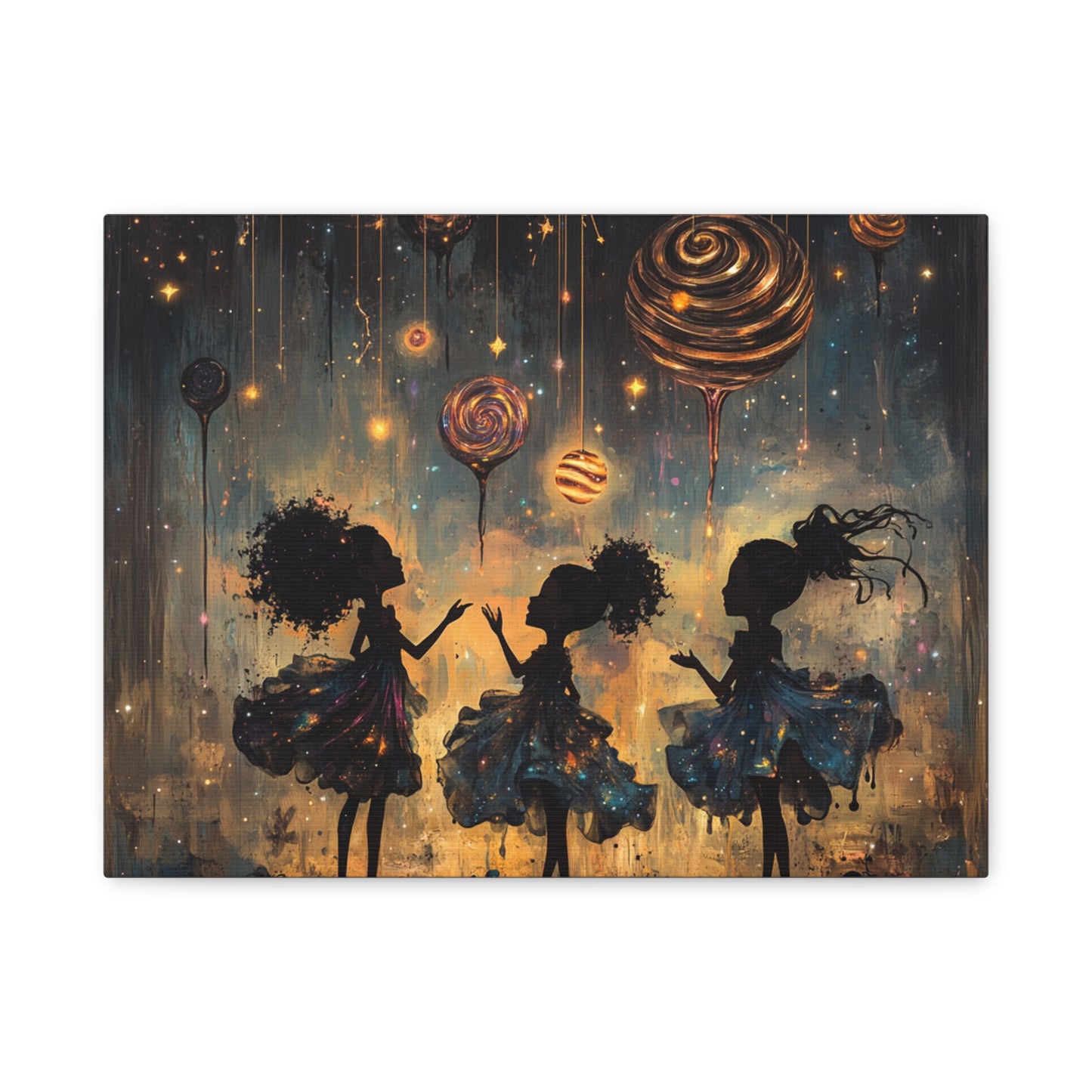 Canvas Print - Three Sisters Playing Among the Stars and Candy Planets