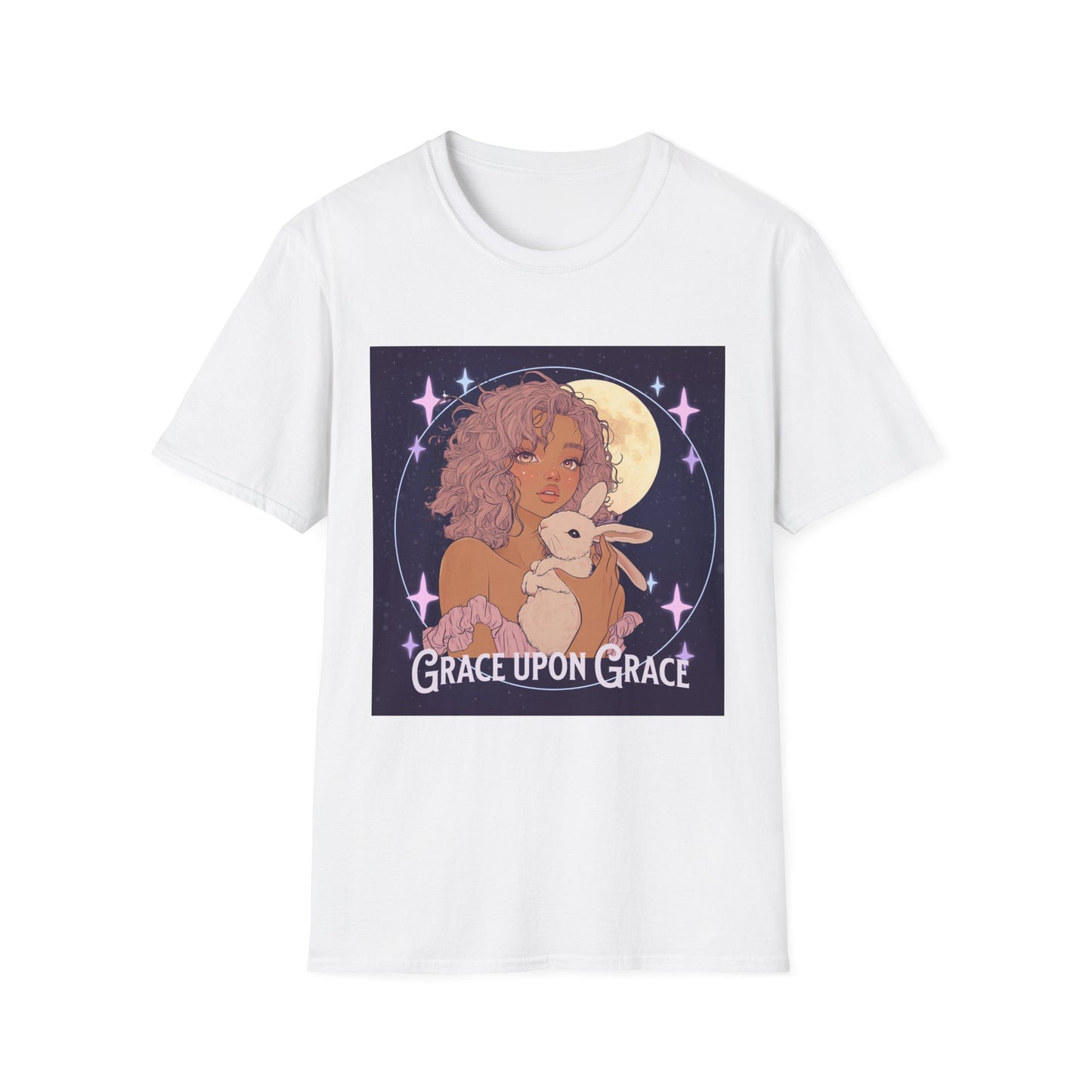 Grace Upon Grace Unisex Softstyle T-Shirt - Cozy Rabbit Illustrative Tee