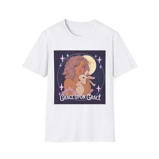 Grace Upon Grace Unisex Softstyle T-Shirt - Cozy Rabbit Illustrative Tee