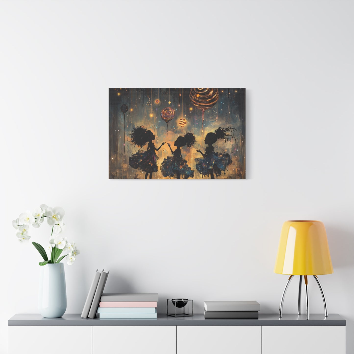 Canvas Print - Three Sisters Playing Among the Stars and Candy Planets