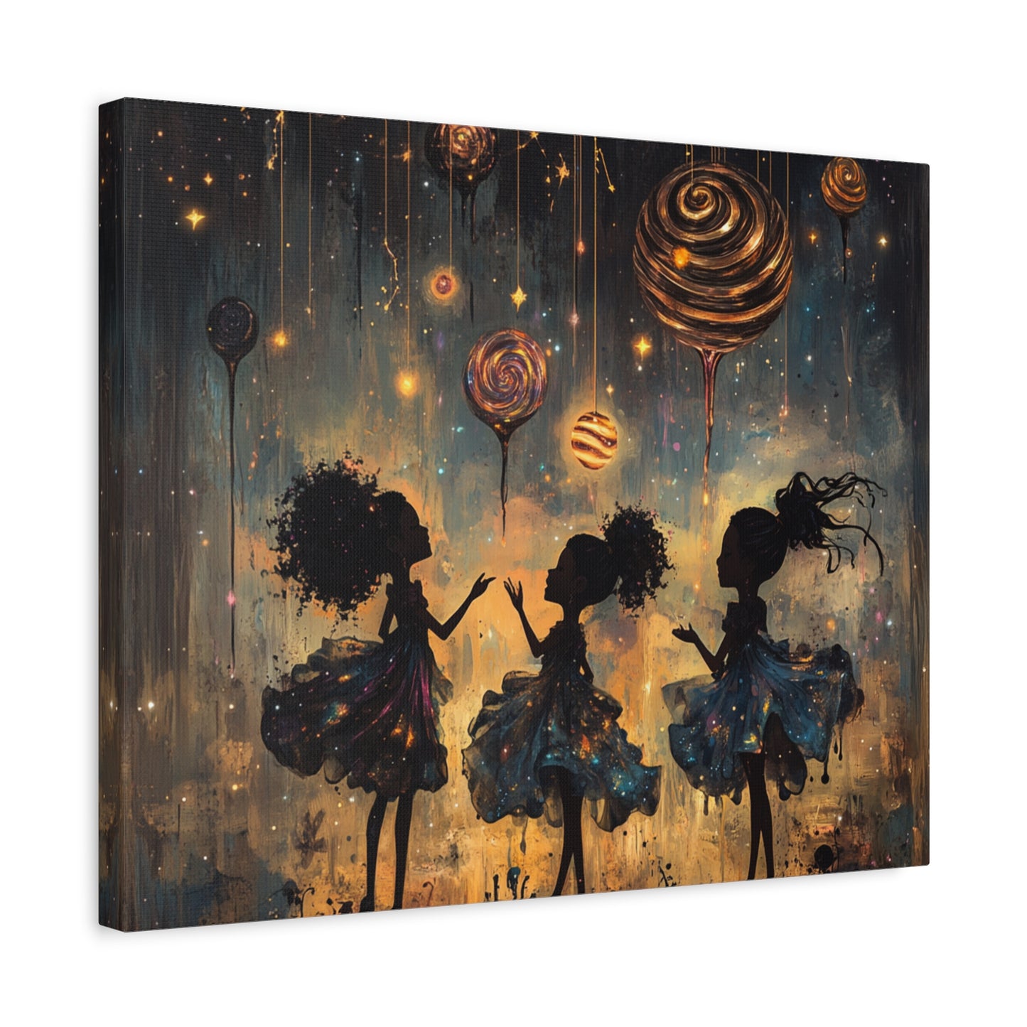 Canvas Print - Three Sisters Playing Among the Stars and Candy Planets