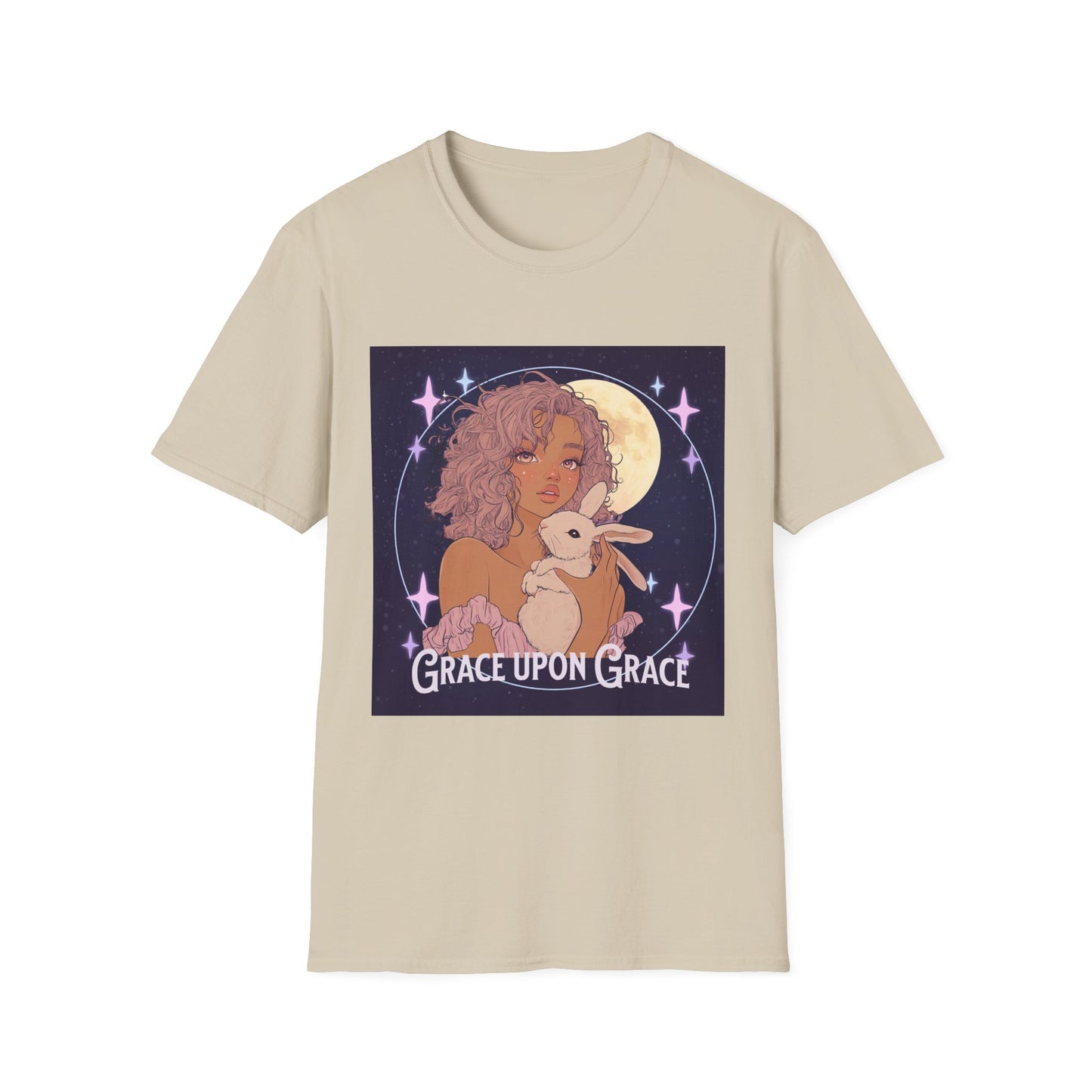 Grace Upon Grace Unisex Softstyle T-Shirt - Cozy Rabbit Illustrative Tee