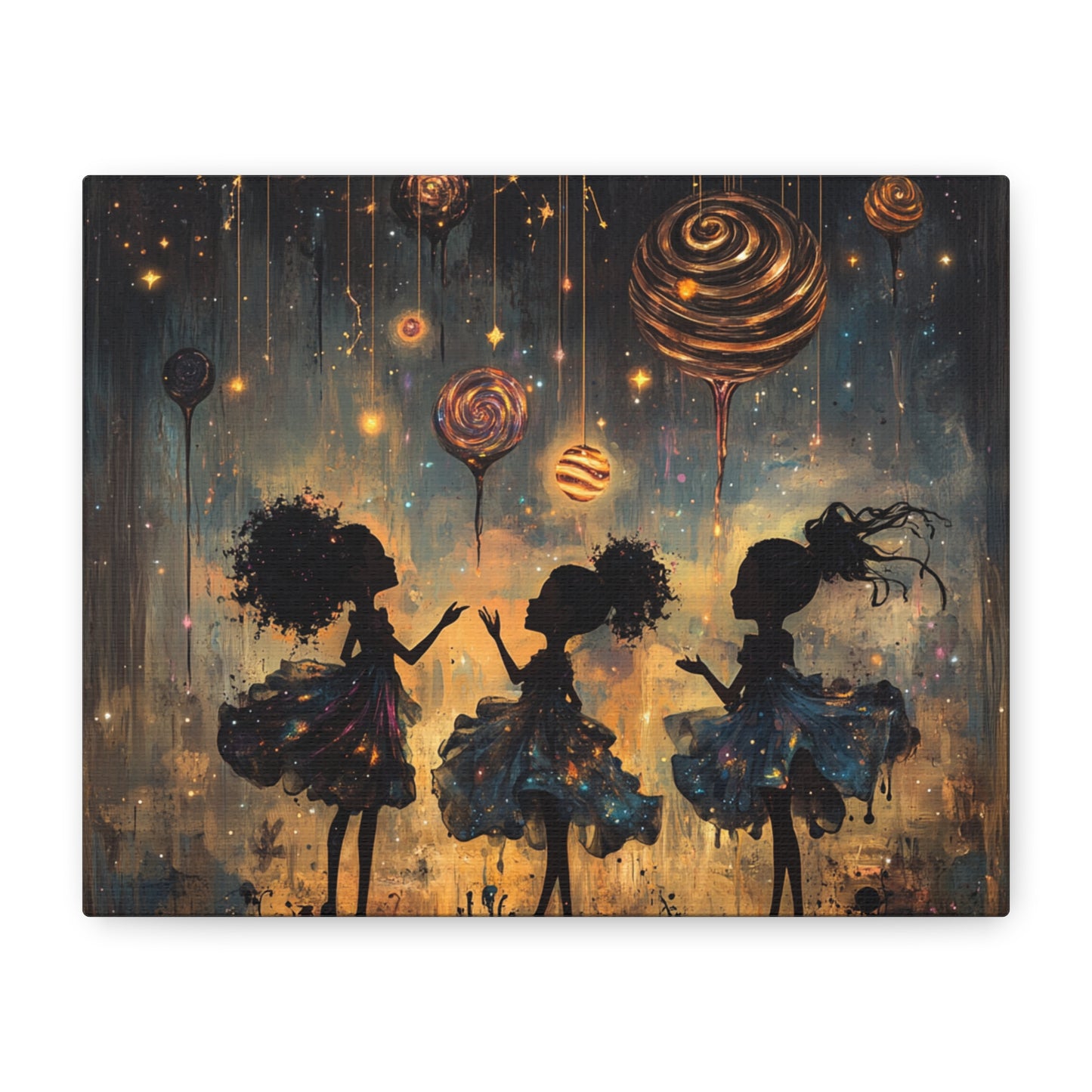 Canvas Print - Three Sisters Playing Among the Stars and Candy Planets